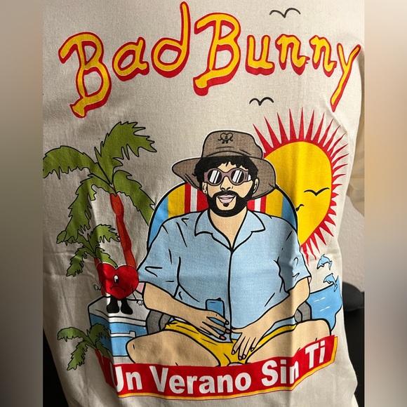 Bad bunny T-shirt short sleeve crew neck - Picture 1 of 2